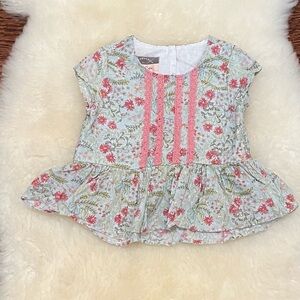 Pastourelle Swiss dot peplum baby top. 12m.
